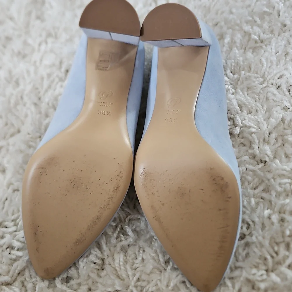 M.Gemi The Lustro  Powder Light  Suede Block Heels Pumps Size EU 38.5/US 8.5 - Picture 8 of 10